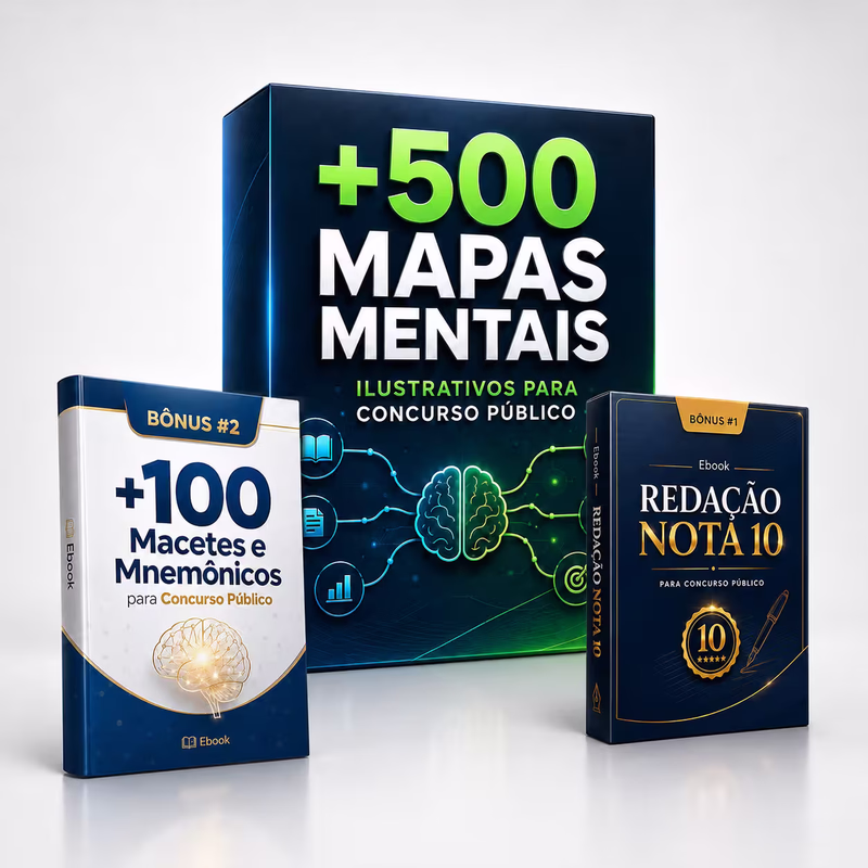 Pacote digital com mais de 500 mapas mentais para concursos públicos